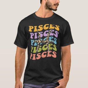Camiseta Pisces Para Mujeres Zodiac Cumpleaños Retro Groovy