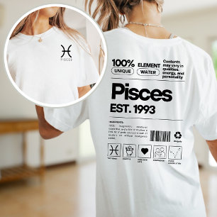 Camiseta Pisces Personalizado Zodiac Astrología Cumpleaños 