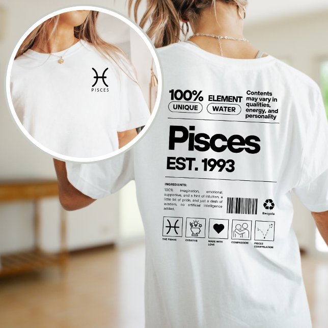 Camiseta Pisces Personalizado Zodiac Astrología Cumpleaños  (Subido por el creador)
