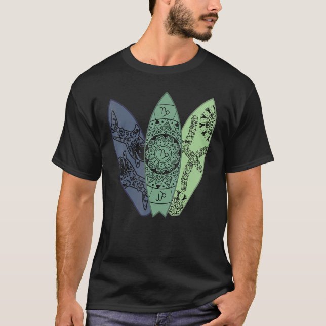 Camiseta Pisces Pescado Rótulo Zodiac Surf Horosc (Anverso)