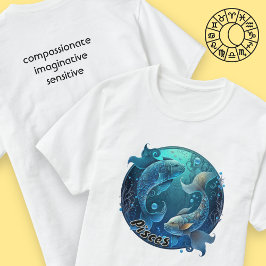 Camiseta Pisces Verde azulado y color de agua negro Zodiac 
