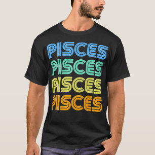 Camiseta Pisces Vintage Retro Zodiac Rótulo Pisces Constell