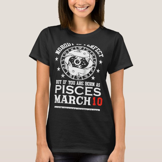 Camiseta Pisces Zodiac Marcha 10 Hombres Hombres Horoscopio (Anverso)