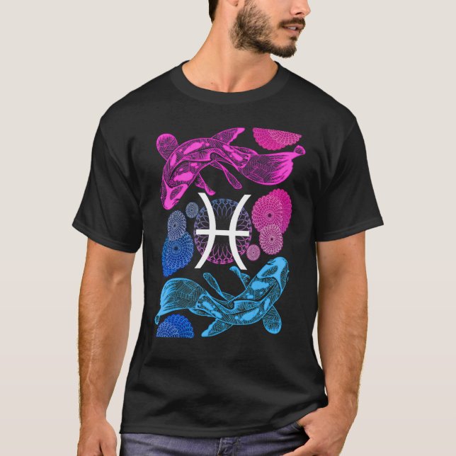 Camiseta Pisces Zodiac Rótulo Astrología 1 (Anverso)