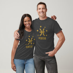 Camiseta Pisces Zodiac Rótulo Astrología T-Shirt