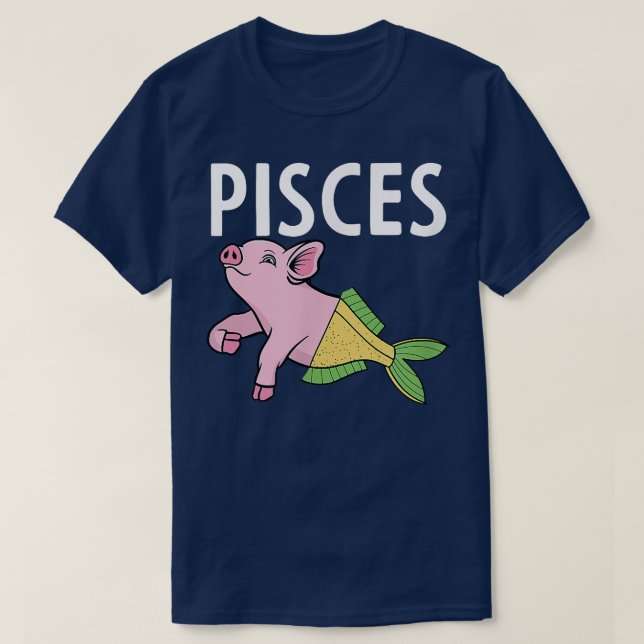 Camiseta Pisces Zodiac Rótulo Hechos Cerdo Fantástico (Diseño del anverso)