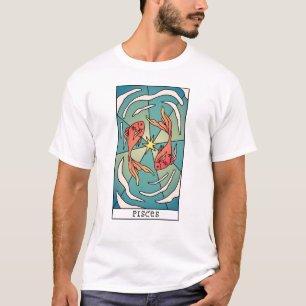 Camiseta Pisces Zodiac Rótulo Resumen Art Vintage 