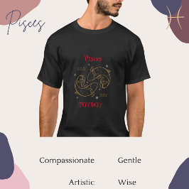 Camiseta Pisces Zodiac Typografía Estrella de pescado Signo