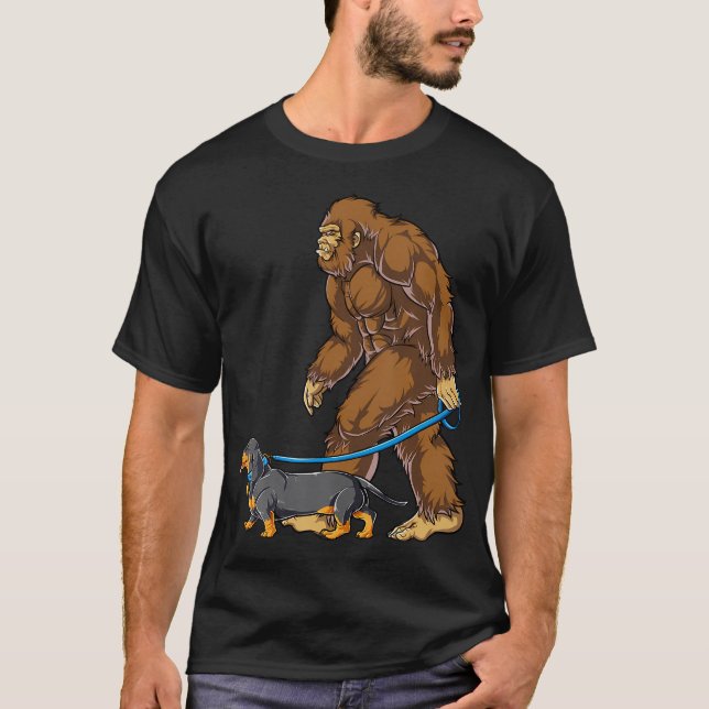 Camiseta Piscina Dachshund Perro Walk Funny Sasquatch Amant (Anverso)