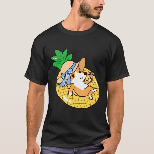Camiseta Piscina De Corgi Y Piña Flota (Anverso)