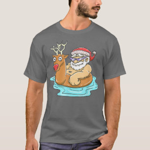 Camiseta Piscina de renos de Santa Claus flotando verano di