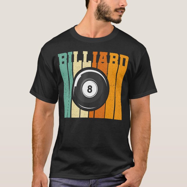 Camiseta Piscina gráfica Retro Billard Snooker Billard Cue  (Anverso)
