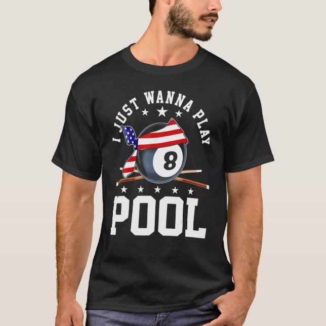 Camiseta Piscina Para Hombres 8 Ball Solo Quiero Jugar A La (Anverso)