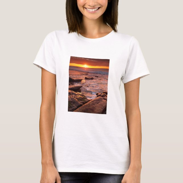 Camiseta Piscinas de marea al atardecer, California (Anverso)
