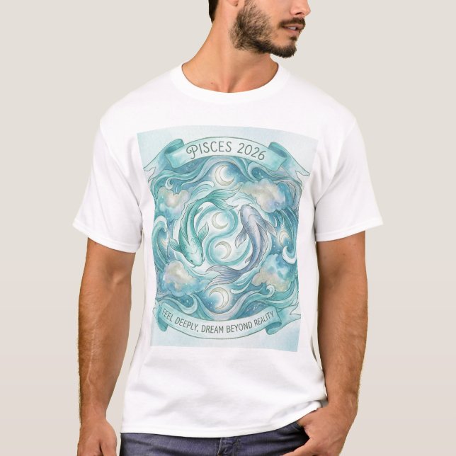 Camiseta Piscis 2026 Zodiaco Dos Peces Mandala – Intuición  (Anverso)