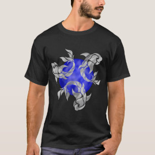 Camiseta Piscis plateado en círculo azul