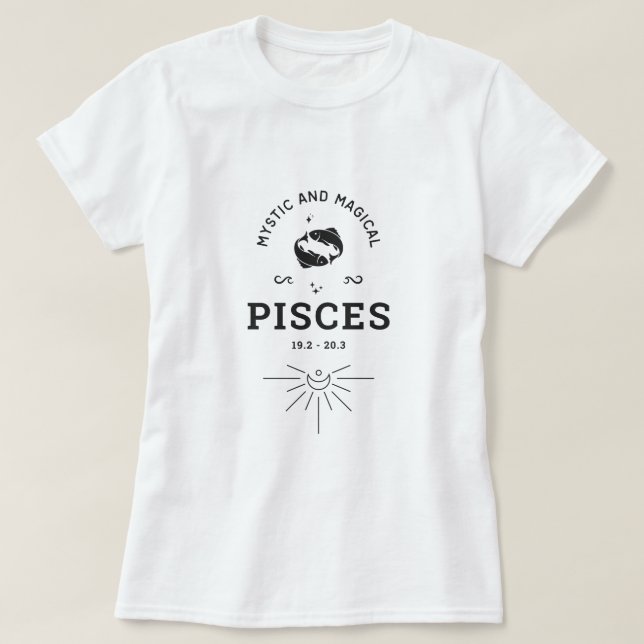Camiseta Piscis Rótulo Zodiaco Místico Y Mágico (Diseño del anverso)