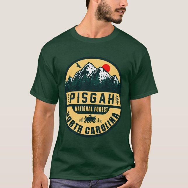 Camiseta Pisgah National Forest NC Retro Sunset Souvenirs (Anverso)