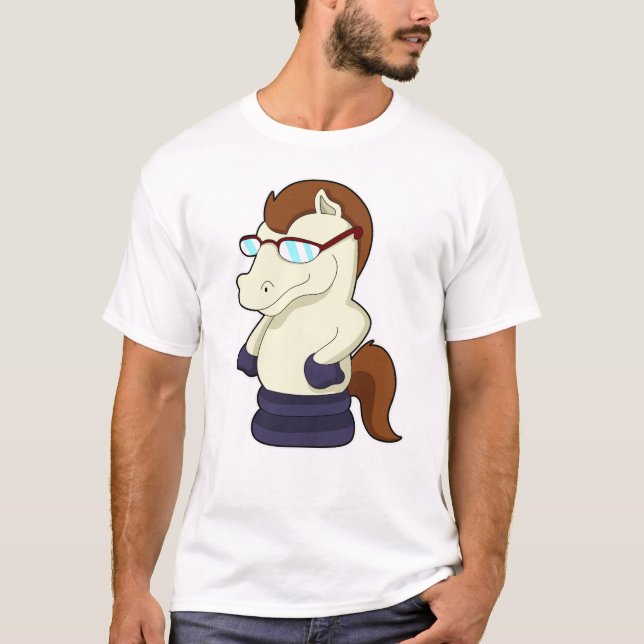Camiseta Pista de ajedrez Knight como caballo con gafas de  (Anverso)