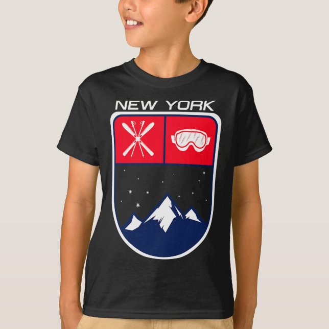 Camiseta Pista de esquí de montaña de Nueva York Goggle Po (Anverso)