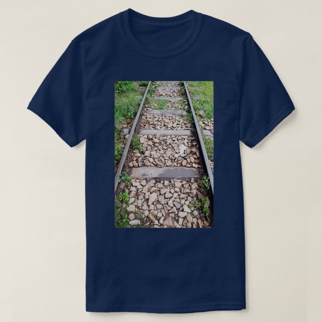 Camiseta Pista de tren con traviesas metalizado y piedras d (Diseño del anverso)