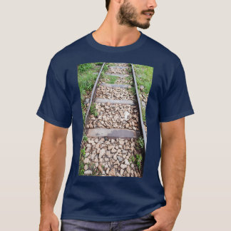 Camiseta Pista de tren con traviesas metalizado y piedras d