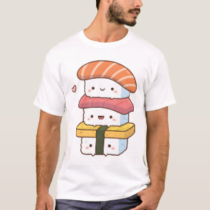 Camiseta Pista de trío de suhi dulce, comida japonesa kawai