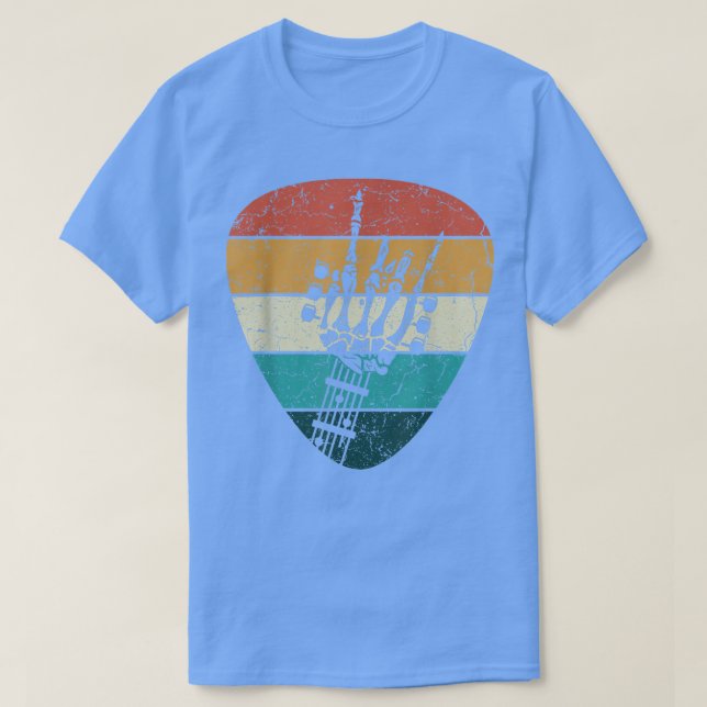 Camiseta Pista retro y esqueleto rollo guitarra mano Electr (Diseño del anverso)