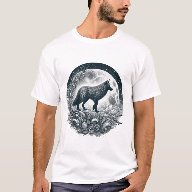 Camiseta Pistas de lobo solitario, pistas de lobo, pinturas (Anverso)