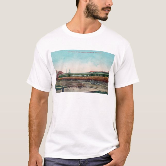 Camiseta Pistas del árbol de un ferrocarril largas de la (Anverso)
