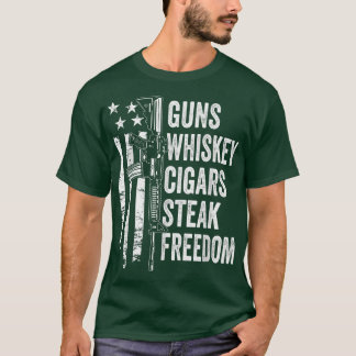 Camiseta Pistolas Cigarros de Whiskey Steak FreedomUSA Band