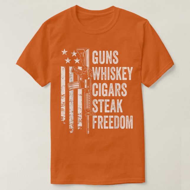 Camiseta Pistolas Cigarros de Whiskey Steak FreedomUSA Band (Diseño del anverso)