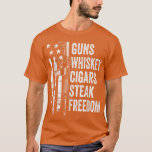 Camiseta Pistolas Cigarros de Whiskey Steak FreedomUSA Band<br><div class="desc">Armas Cigarros de Whiskey Steak FreedomUSA Bandera BBQ Divertida.</div>