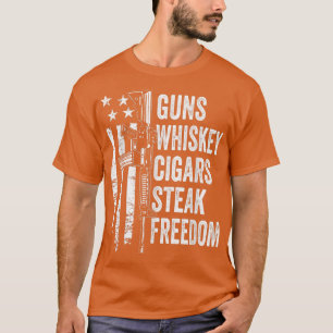 Camiseta Pistolas Cigarros de Whiskey Steak FreedomUSA Band