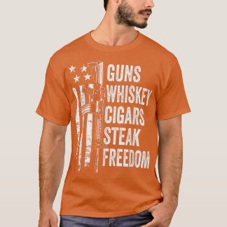 Camiseta Pistolas Cigarros de Whiskey Steak FreedomUSA Band