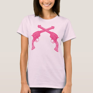 Camiseta Pistolas cruzadas rosa retro