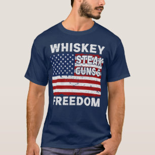 Camiseta pistolas de bistec de whisky y libertad