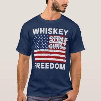 Camiseta pistolas de bistec de whisky y libertad