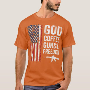 Camiseta Pistolas De Café De Dios Y Gun Pro De Libertad 4 D