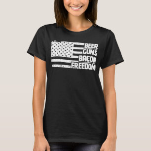Camiseta Pistolas de cerveza Bacon Freedom America