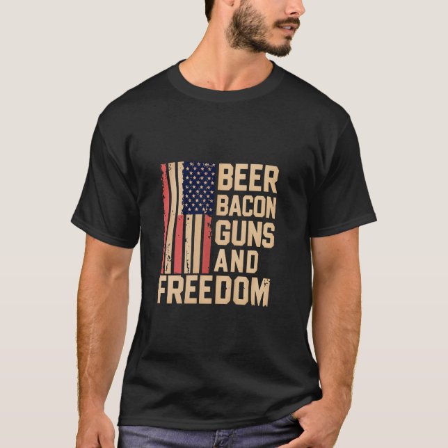 Camiseta Pistolas de cerveza y cosecha de cerveza BBQ Vinta (Anverso)