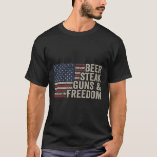 Camiseta Pistolas De Cerveza Y Libertad - Bandera De Estado