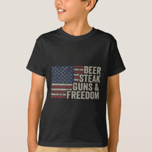 Camiseta Pistolas De Cerveza Y Libertad - Bandera De Estado