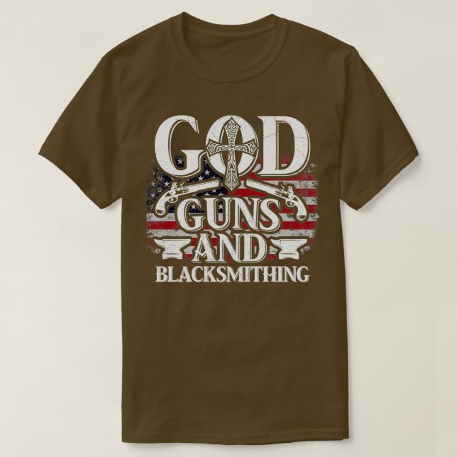 Camiseta Pistolas de Dios en la bandera estadounidense y Bl (Diseño del anverso)