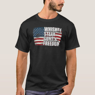 Camiseta Pistolas de filete de whisky y bandera patriótica