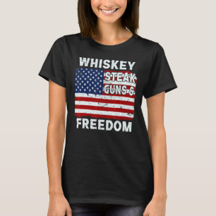 Camiseta Pistolas de filetes de Whiskey y bandera estadouni