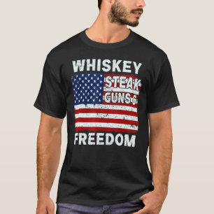 Camiseta Pistolas de filetes de Whiskey y bandera estadouni