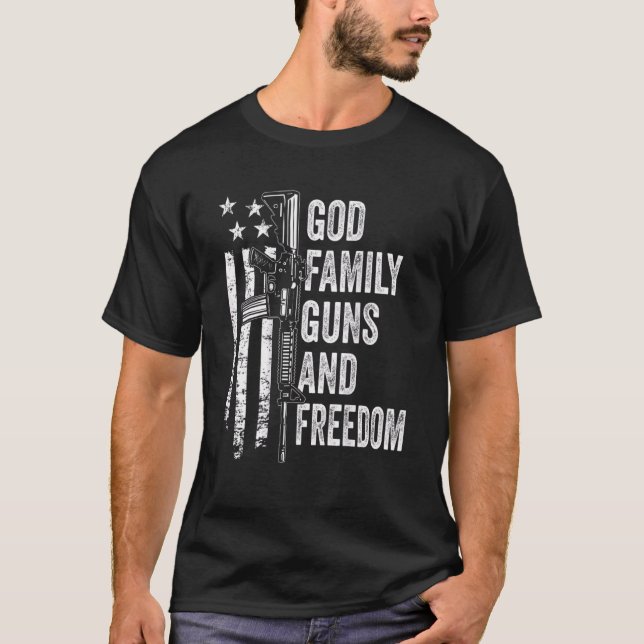 Camiseta Pistolas De La Familia De Dios Y Libertad Pro Gun  (Anverso)