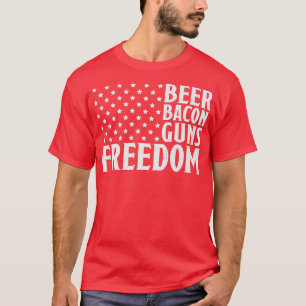 Camiseta Pistolas de tocino y bandera estadounidense por la