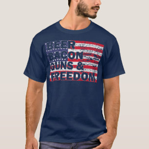 Camiseta Pistolas de tocino y bandera estadounidense por la